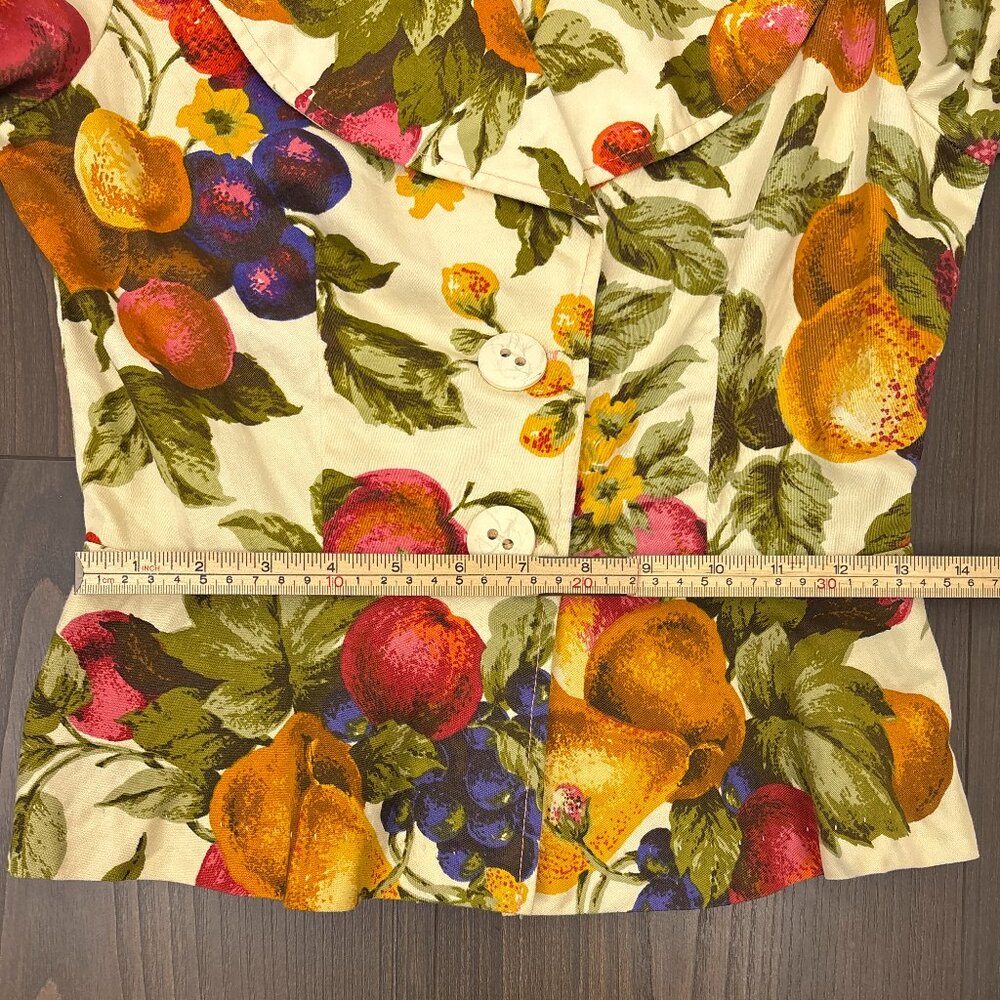 VTG SirJé of California Fruit Print Blazer Women’s Small Artsy Whimsical Retro - Picture 13 of 16